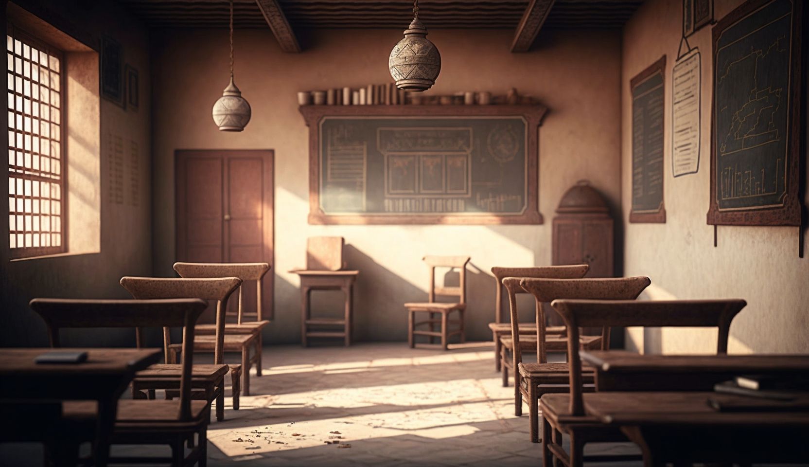 AI-generated image of a classroom for a blog on  tip to balance hifz with school and work