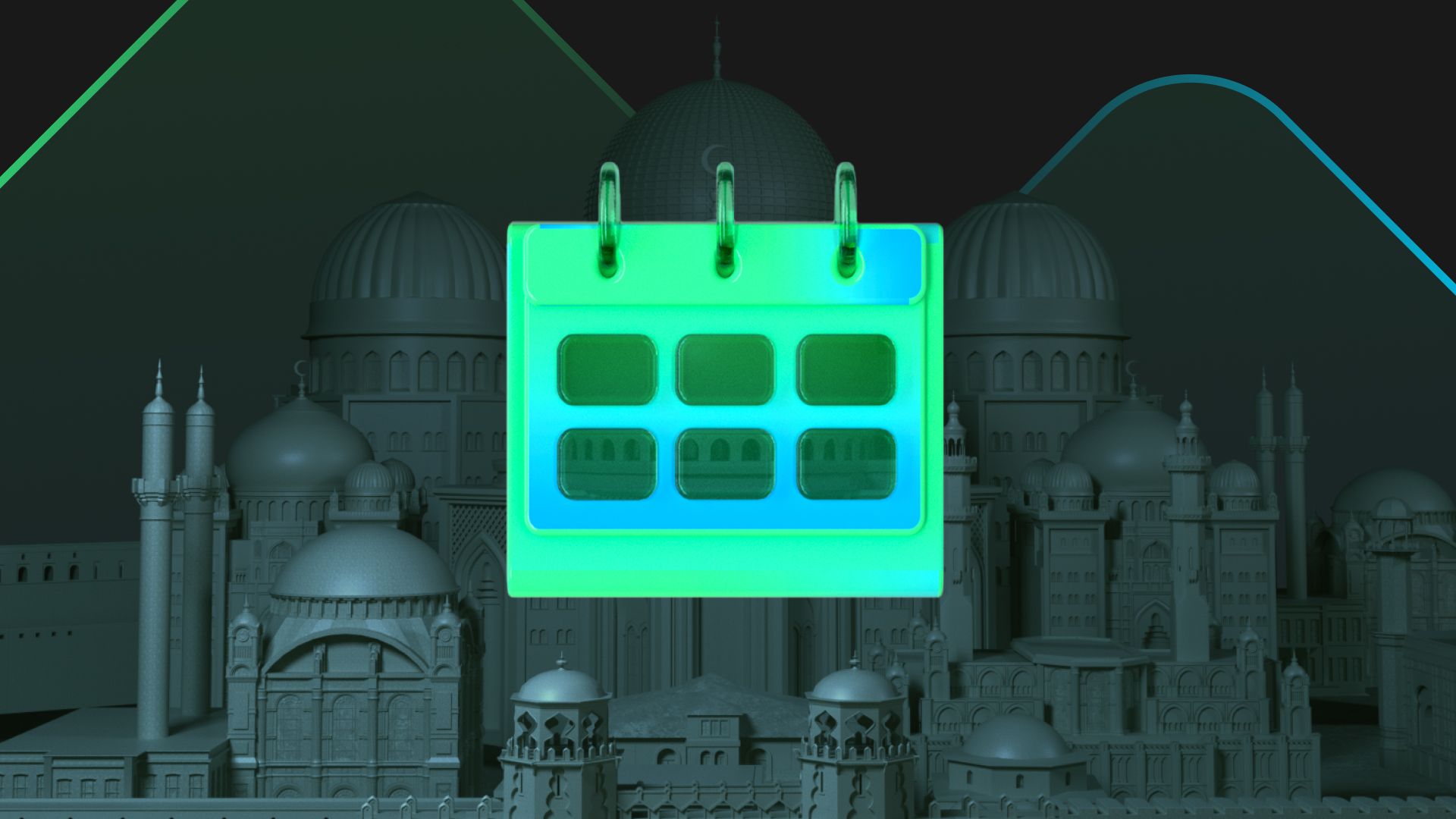 Graphic of a calendar over a mosque