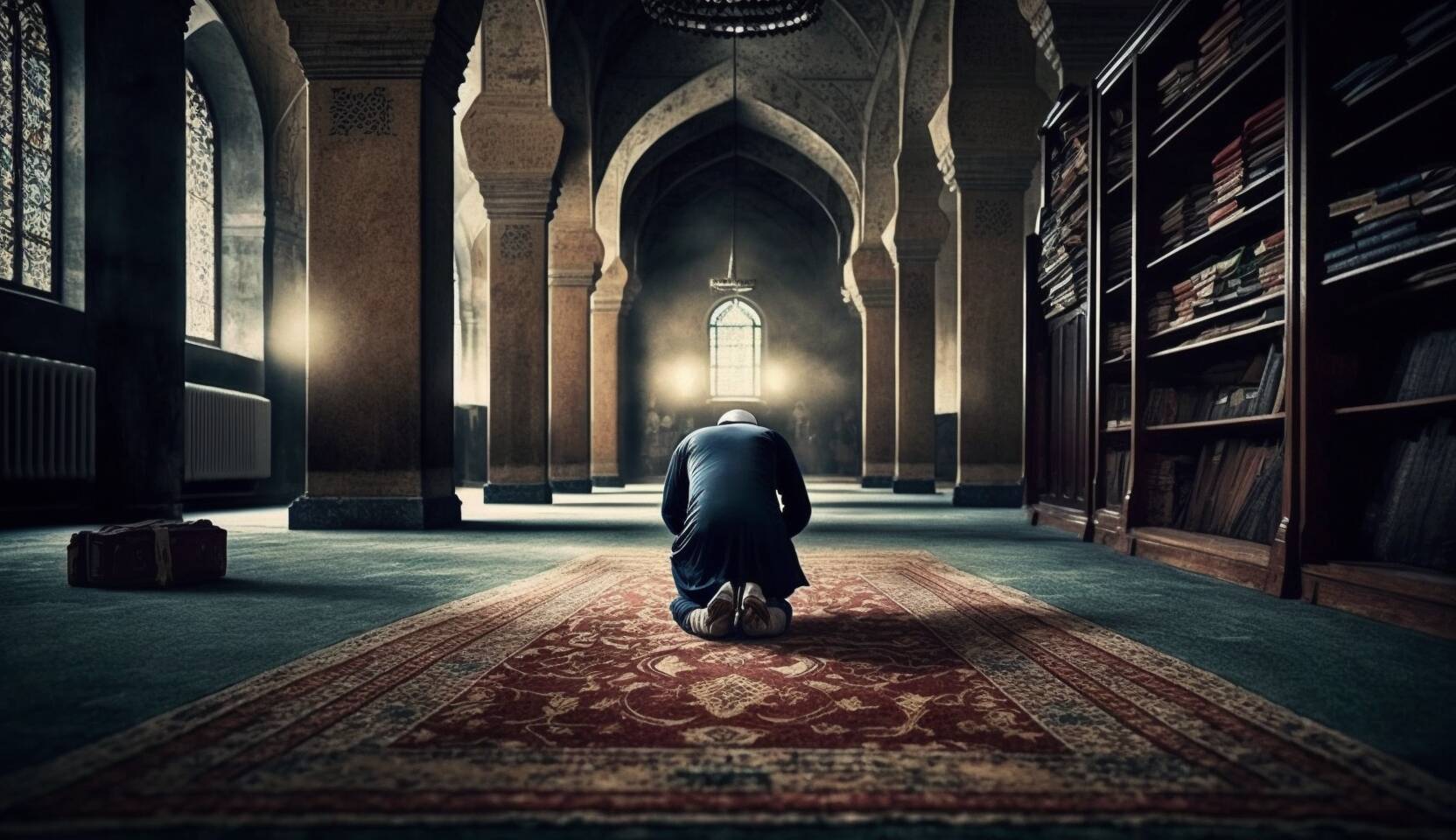 An AI-generated image of a man kneeled over in prayer for a blog on The Power of Dua